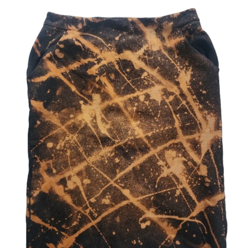 Womens 12 A New Day Black & Orange Custom Dyed Boho Stretch Pencil Skirt
